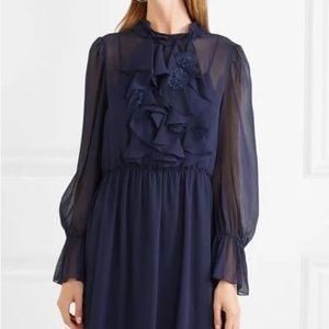 See By Chloé Floral-appliquéd Ruffled Georgette Dress